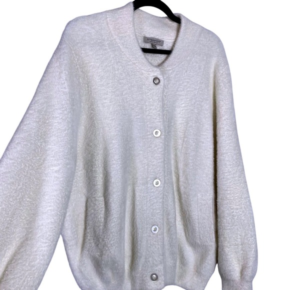 Liverpool Small Cardigan Sweater White Cozy Neutral Cottagecore Pockets Button - Picture 1 of 9